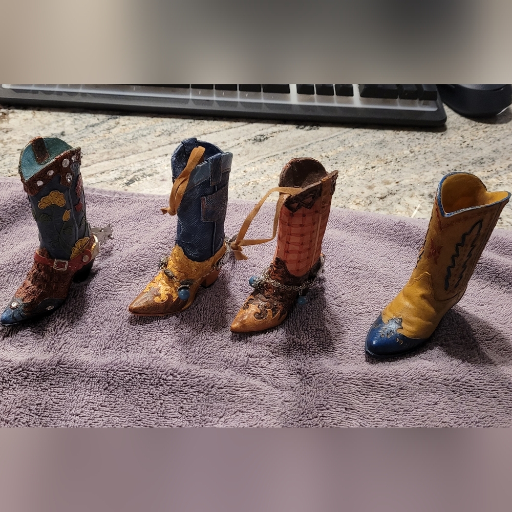 Resin Cowboy Boots Christmas Ornaments
